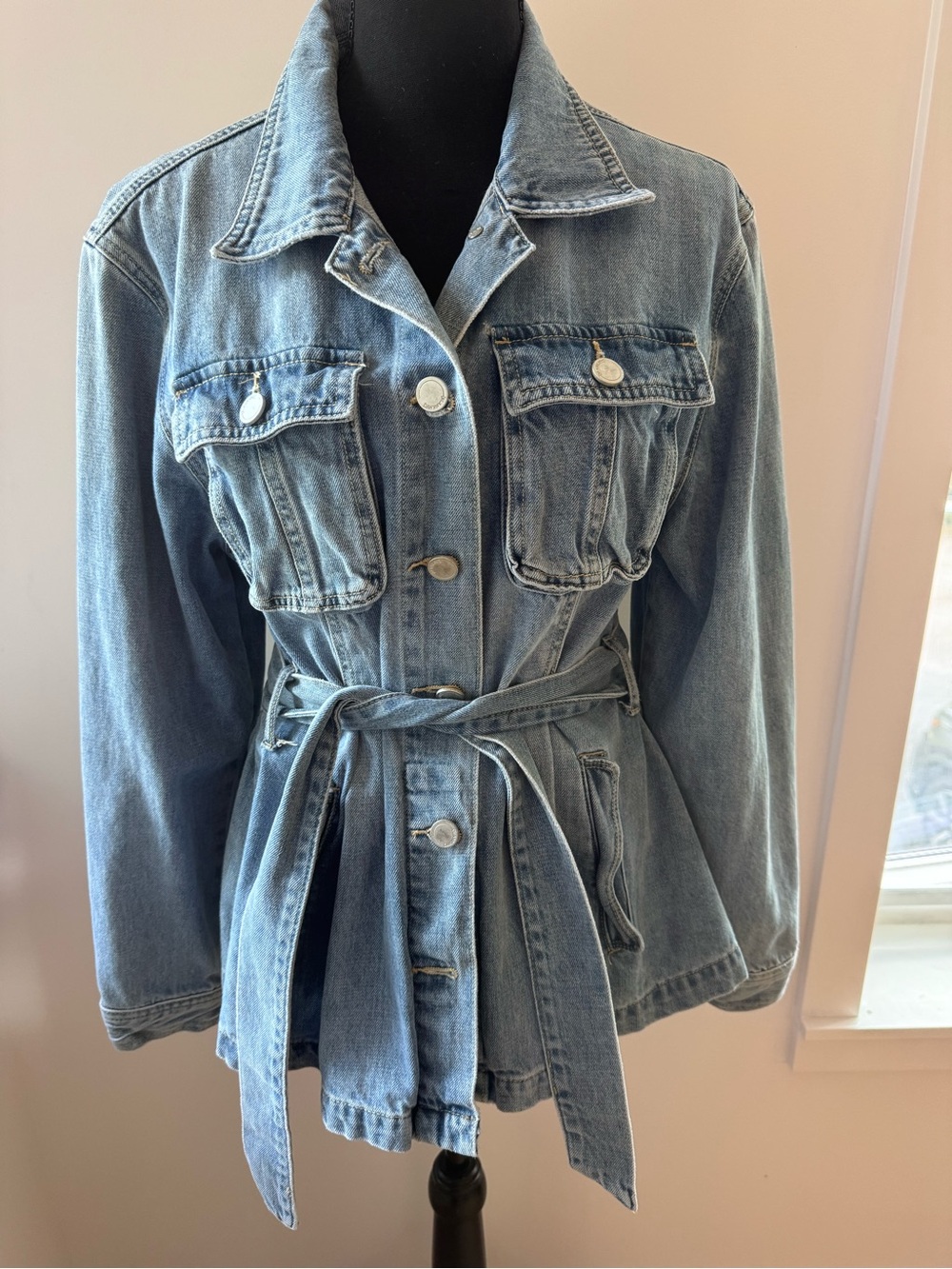 Blank NYC Light Blue Denim Belted Jacket - Women's Size Large